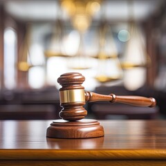 wooden gavel on a wooden background