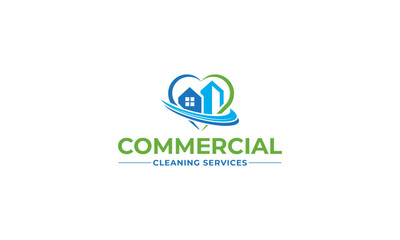 Commercial Cleaning Is A Concept Of Home Or Commercial Building Cleaning Services With Love
