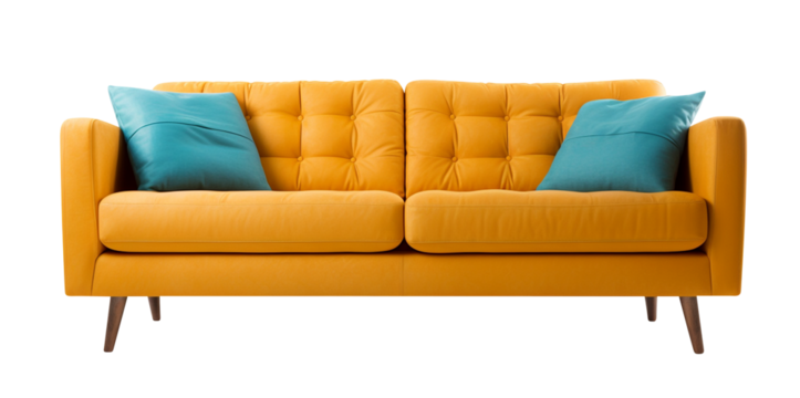 Isolated sofa on white background, transparent