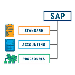 SAP - Standard Accounting Procedures acronym. business concept background. vector illustration concept with keywords and icons. lettering illustration with icons for web banner, flyer, landing