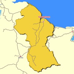 Map of Guyana with main roads and highways