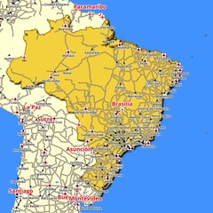 Map of Brazil with main roads and highways