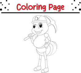 Cute Ant coloring page for children. Bugs coloring book