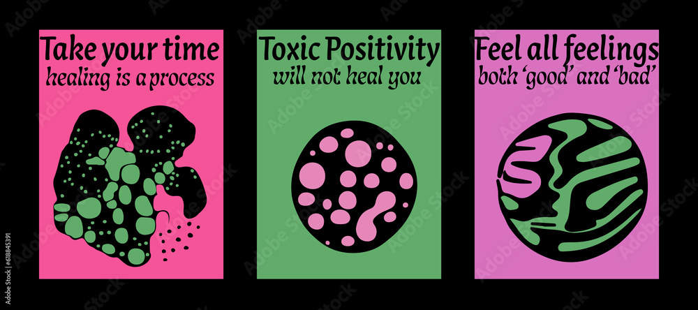 Poster psychedelic posters with abstract blobs in pink, green and acid yellow color palette. minimal mid-ce
