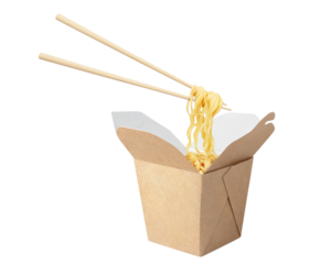 Wok paper box and chopsticks, cut out