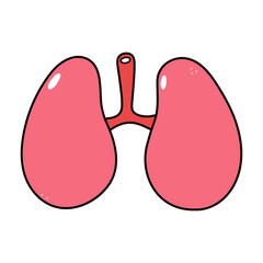 Lungs character. Vector hand drawn traditional cartoon vintage, retro, kawaii character illustration icon. Isolated on white background. Lungs character concept