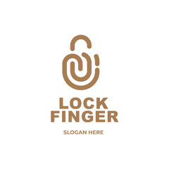 fingerprint lock security safe logo vector illustration icon
