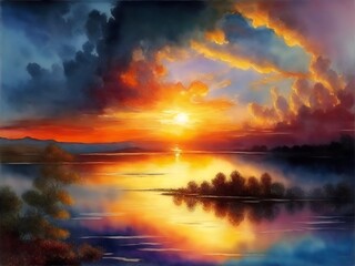 Obraz premium Sunset learned from masterpieces