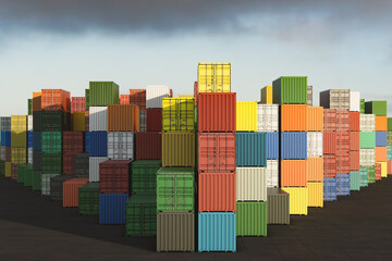 Fototapeta premium Industrial container yard for logistics import-export business