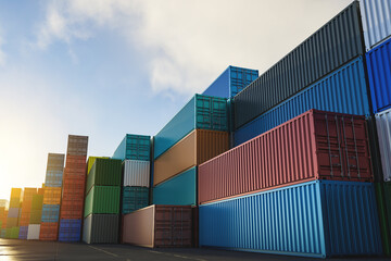 Fototapeta premium Cargo industrial containers of different colors