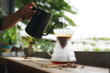 Drip coffee is a method of brewing pour-over or filter brewers in which the method of brewing coffee without a brewer is simply using water through coffee grounds and a filter (paper filter)