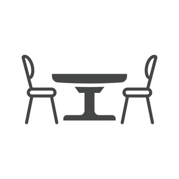dining table and chairs line icon . vector table and chair set . illustration 10 Eps 