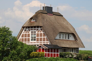 Thatched-roof cottages in northern Germany