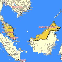 Obraz premium Map of Malaysia with main roads and highways