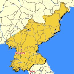 Fototapeta premium Map of North Korea with main roads and highways