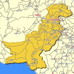 Map of Pakistan with main roads and highways