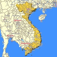 Map of Vietnam with main roads and highways