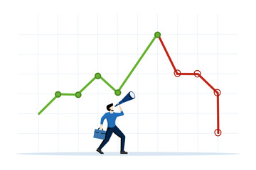 Obraz premium Investment risk. Stock market price predictions. Finding entry points to buy or sell and make a profit. Investors use binoculars to view stock market prices. flat vector illustration.