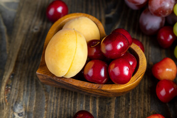 Sweet fresh cherries with other products