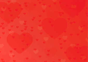 Red gradient background with bokeh hearts, Valentine's day greetings © Pavel