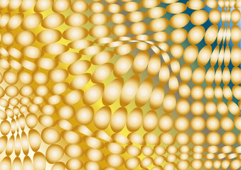 Abstract background of Golden circles and ovals on a gradient background