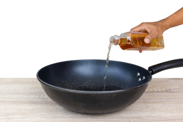 Pour the vegetable oil into the pan for cooking.PNG