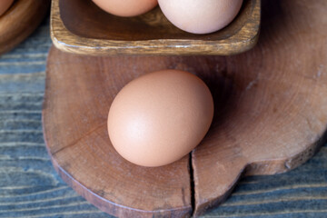 Chicken eggs lying on the table