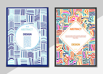 set of covers with a flat pattern of deformed horizontal and vertical lines. format A-4 for books and brochures.