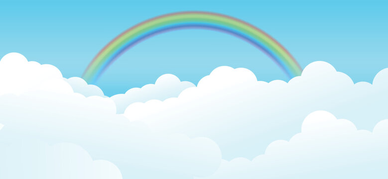 雲と虹の背景イラスト