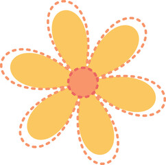 Cute Element of dotted line yellow flower by hand drawn design for decoration