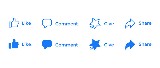 Like, comment, give, and share icon. Social media post elements. Vector illustration