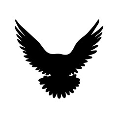 Owl Black Silhouette Isolated White Background