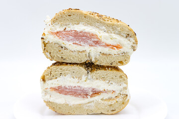 New York City Style Everything Bagel Filled with Lox and Cream Cheese
