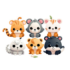  set of animals Cute  AI generative