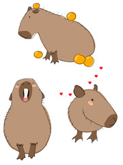 Capybara Doodles, Capybara, Isolated