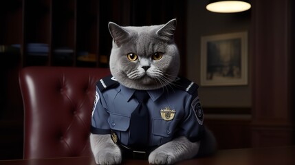 British Shorthair Security Officer: Watchful Paws, Protecting All
