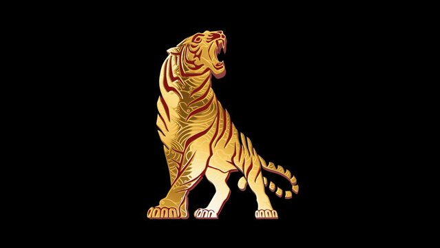 Gold glitter luxury tiger pattern，alpha channel