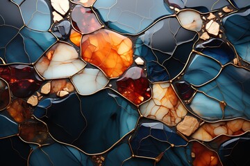 Marble with gemstone inlays