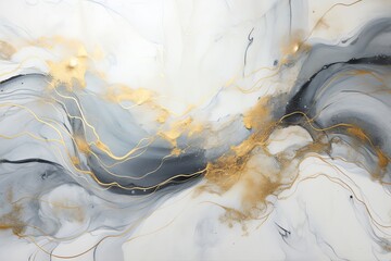 White marble background with black and golden accents