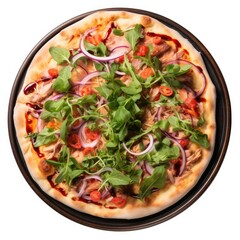 Tuna Pizza isolated on white (generative AI)