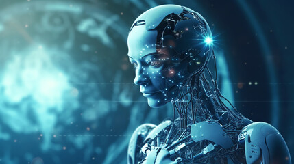 Artificial intelligence connected to the planet through the global mobile internet by phone. world communication concept.ai generative