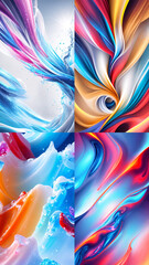 set abstract colorful liquid swirl vertical  background with generative AI technology