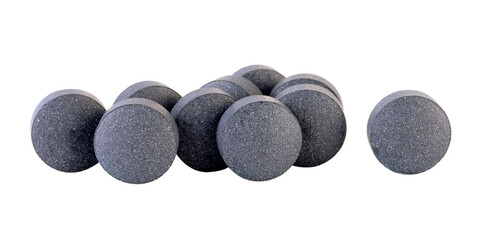 activated coal tablets on transparent png