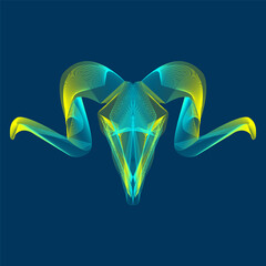 Wireframe goat skull vector, gradation