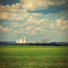 Nuclear power plant. Concept for industry and technology - energy crisis. Increasing energy prices...