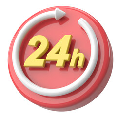 24 hours service icon. 3D illustration.