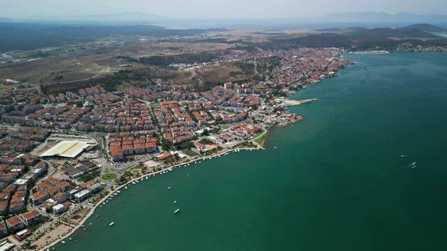 general drone view of the seaside town