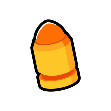 Isolated flat 3d bullet icon for game, interface, sticker, app. The sign in a cartoon style for match 3, arcade, rpg. The sprite for craft element in hyper casual mobile game