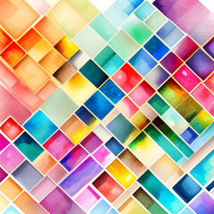 Colorfull Watercolor Rectangles, Generative, AI
