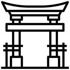 TORII GATE line icon,linear,outline,graphic,illustration